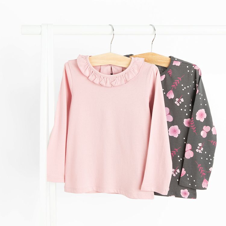 Pink and black with pink flowers print - 2 pack