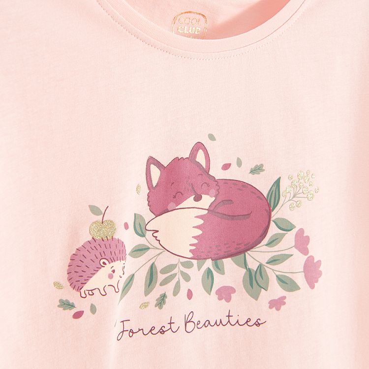 Pink T-shirt with fox print