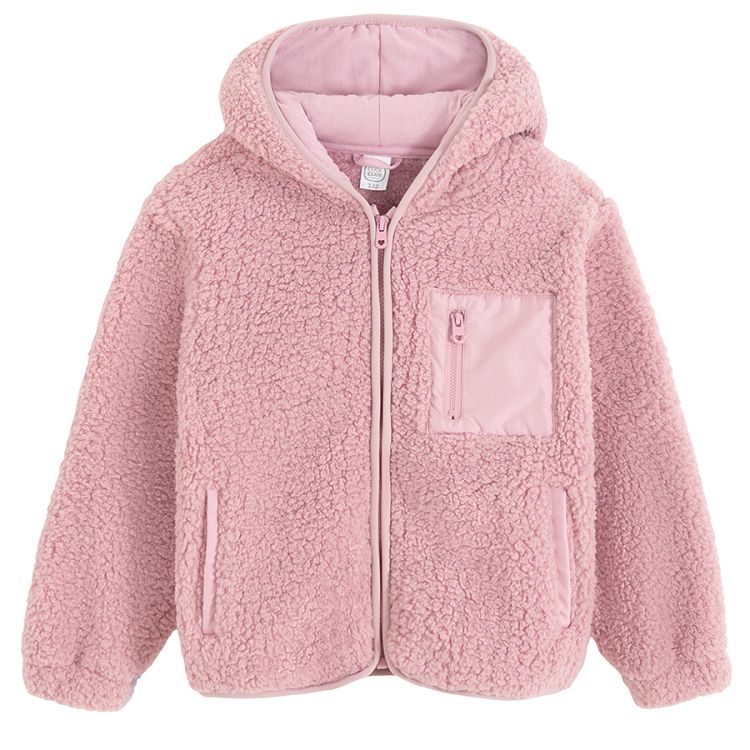 Pink zip through hooded sweatshirt