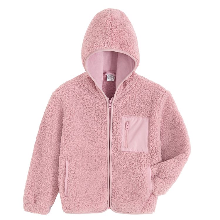 Pink zip through hooded sweatshirt