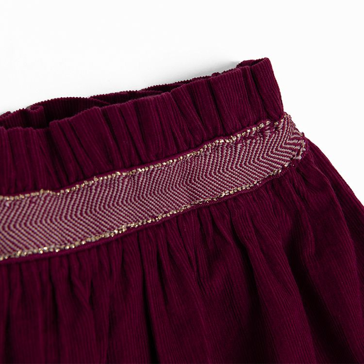 Burgundy high waist skirt with floral lining