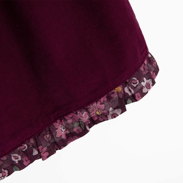 Burgundy high waist skirt with floral lining