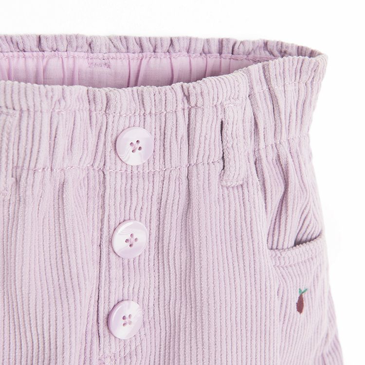 Violet curduroy wihg wiat skirt with big decorative buttons