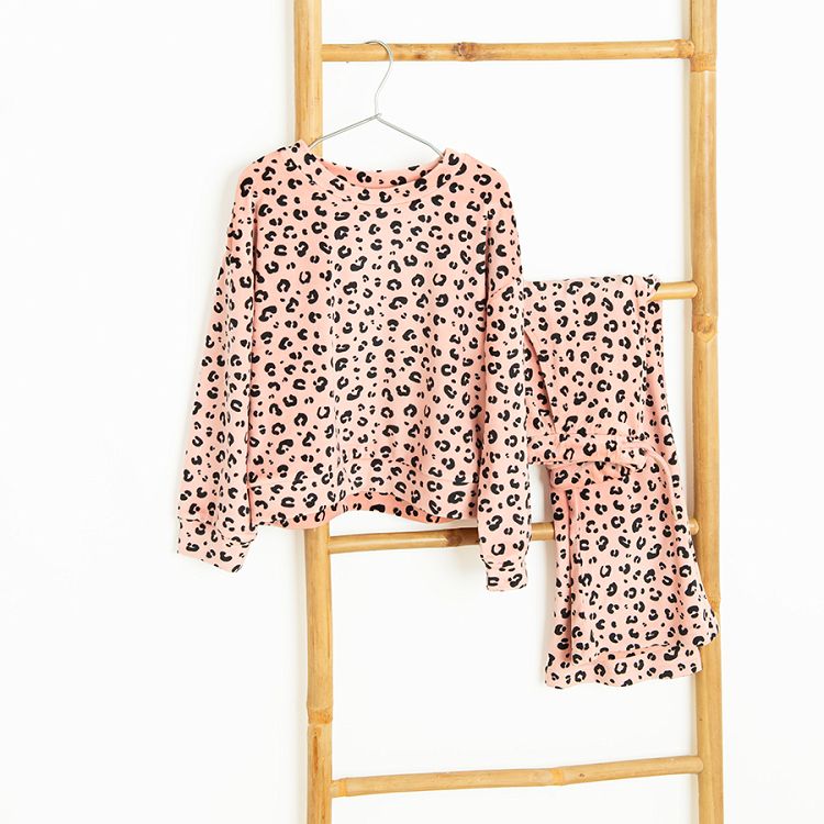 Pink animal print jogging set, sweatshirt and pants