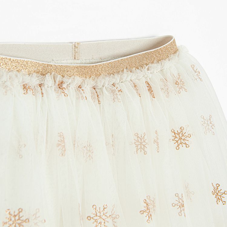 White long sleeve blouse with gold stars with fairy's wings on the back and skirt with stars set