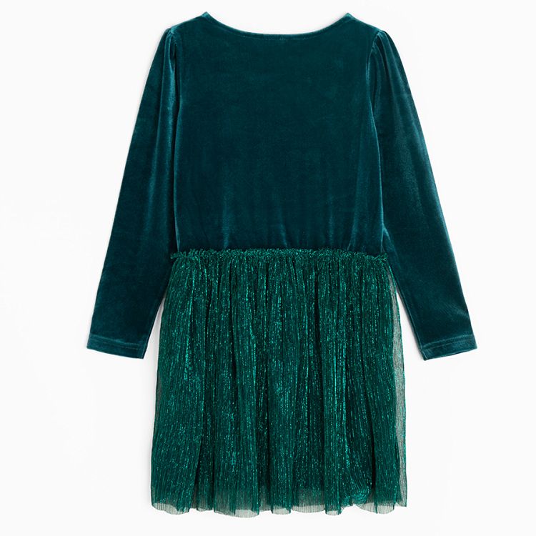 Green dress with pleated skirt