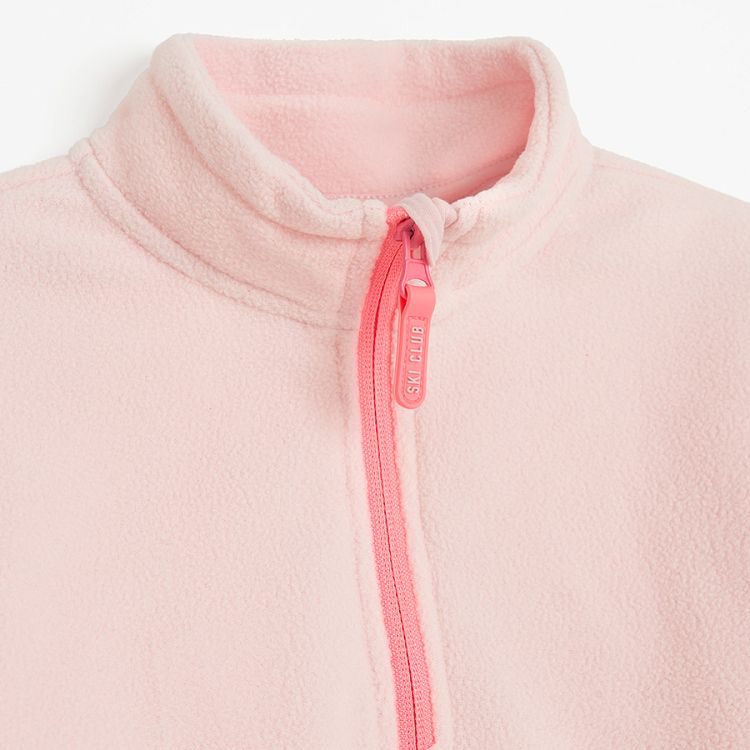 Pink sweatshirt with small zippers