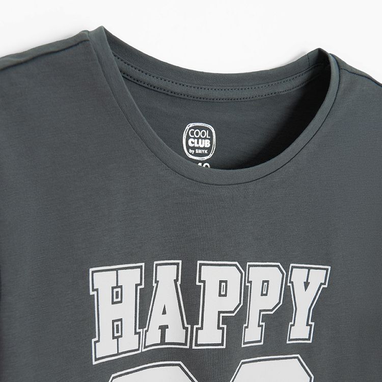 Grey T-shirt with HAPPY 98 print