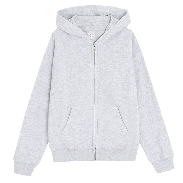 Light grey zip through hooded sweatshirt