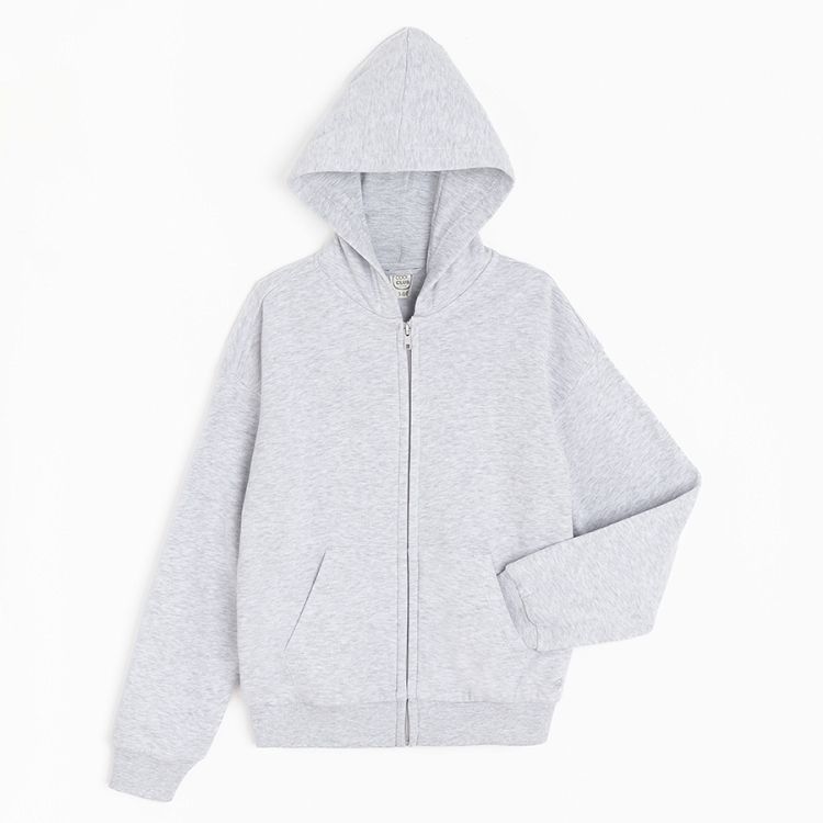 Light grey zip through hooded sweatshirt