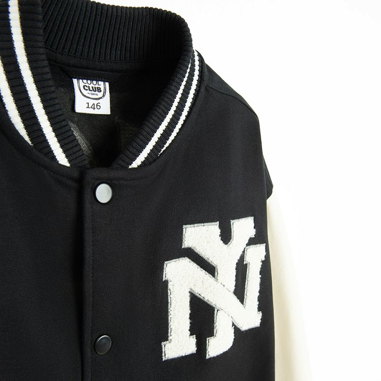 Black and white zip through sweatshirt New York print