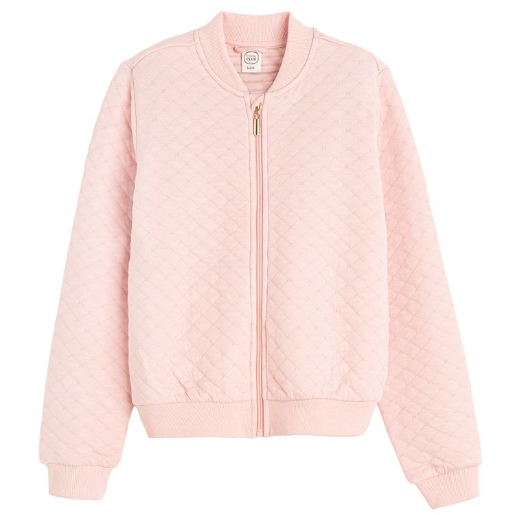 Pink zip through sweatshirt with Dream Big on the back