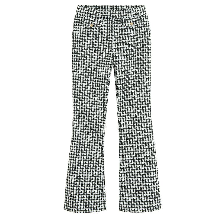 Black and white checked wide leg leggings