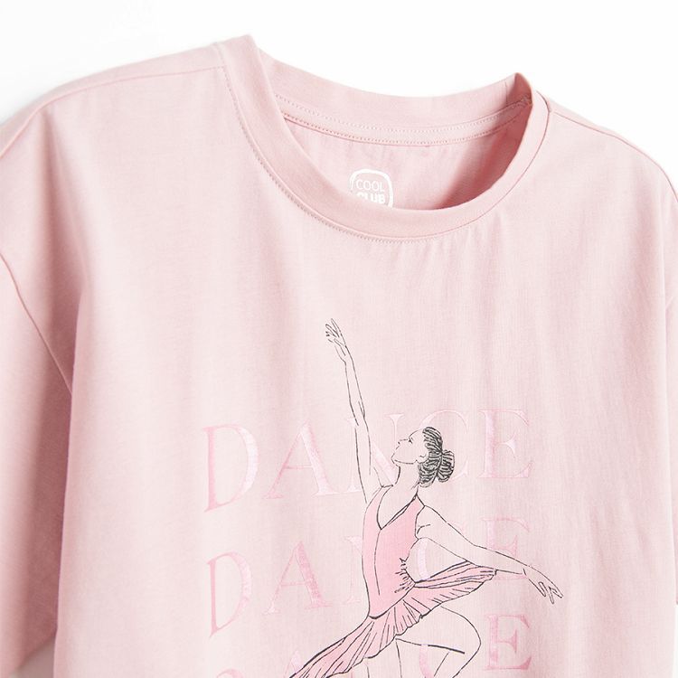 Pink T-shirt with ballerina and Dance print