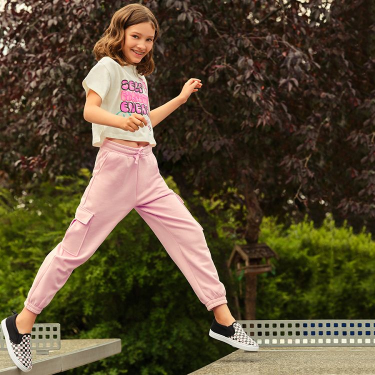 Pink cargo jogging pants