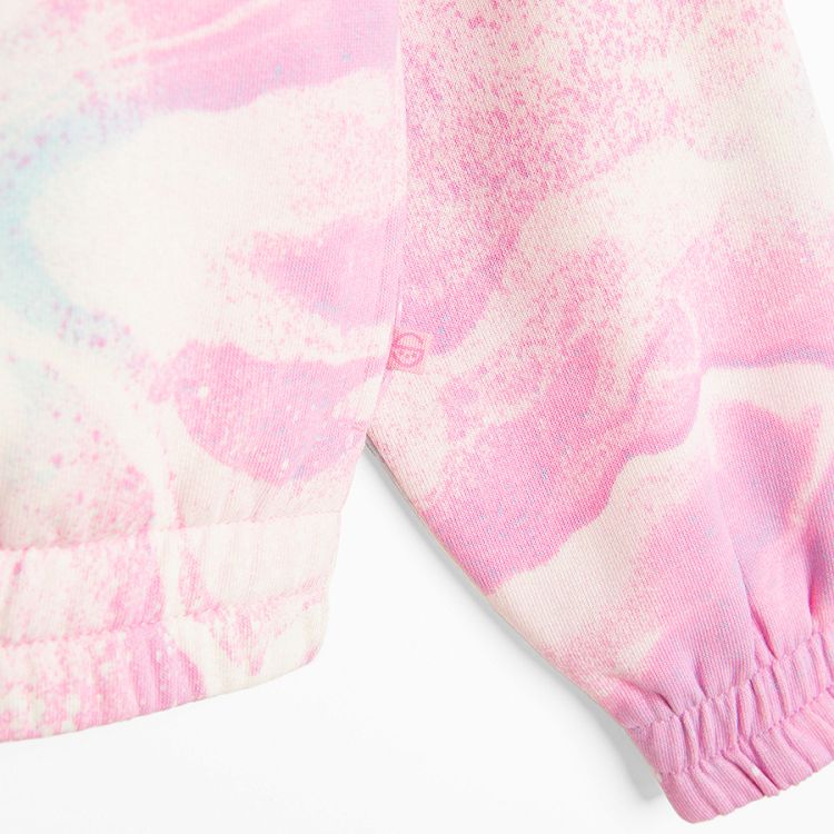 Pink tie dye zip through hooded sweatshirt