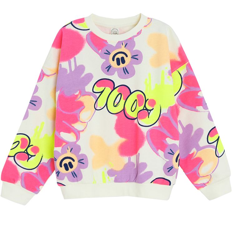 Pink purple sweatshirt with doodles