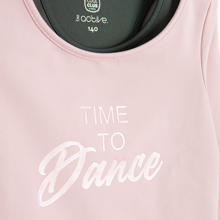 Two piece long sleeve blous with top and Time To Dance print- 2 pieces