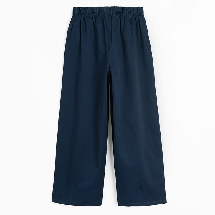 Blue pleated wide leg pants