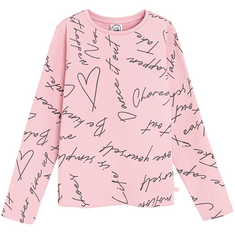 Pink long sleeve blouse Contemporaty Dance print