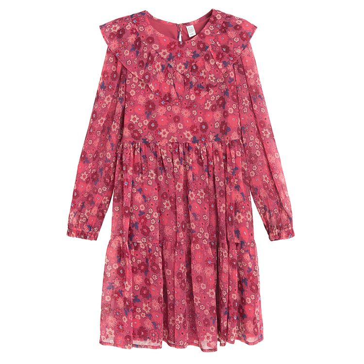 Red floral long sleeve dress