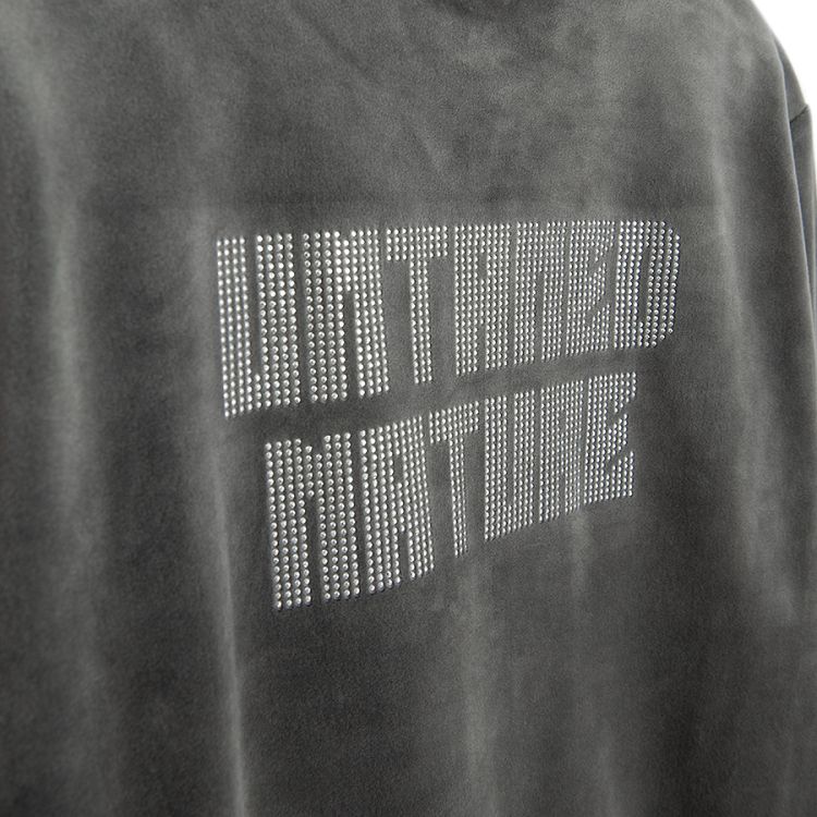 Dark grey zip through sweatshirt with UNTAMED NATURE print