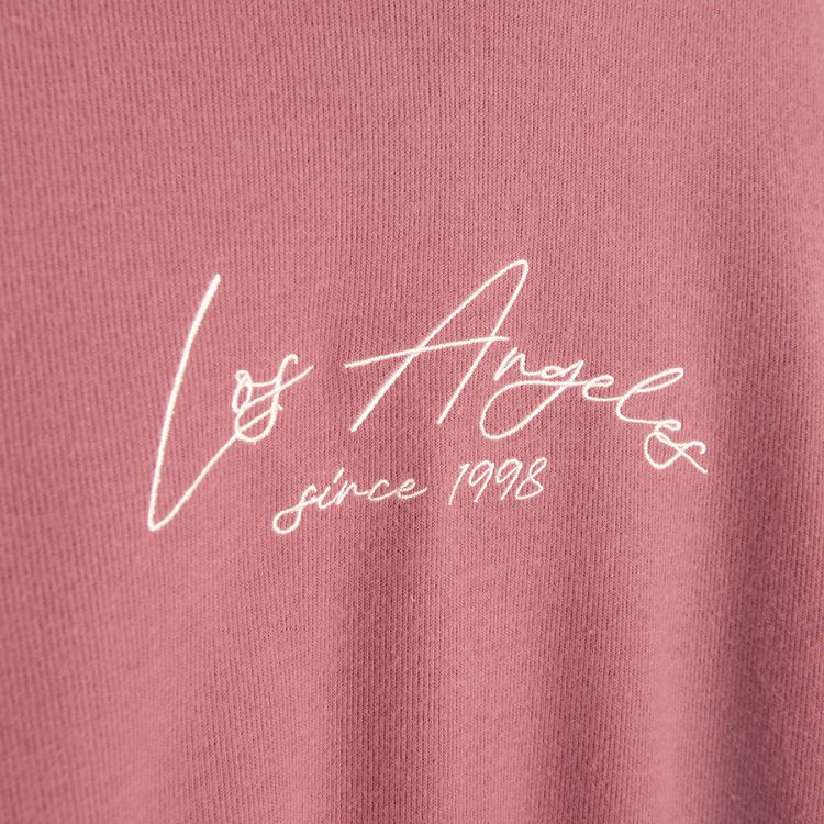 Pink hooded sweatshirt with Los Angeles print