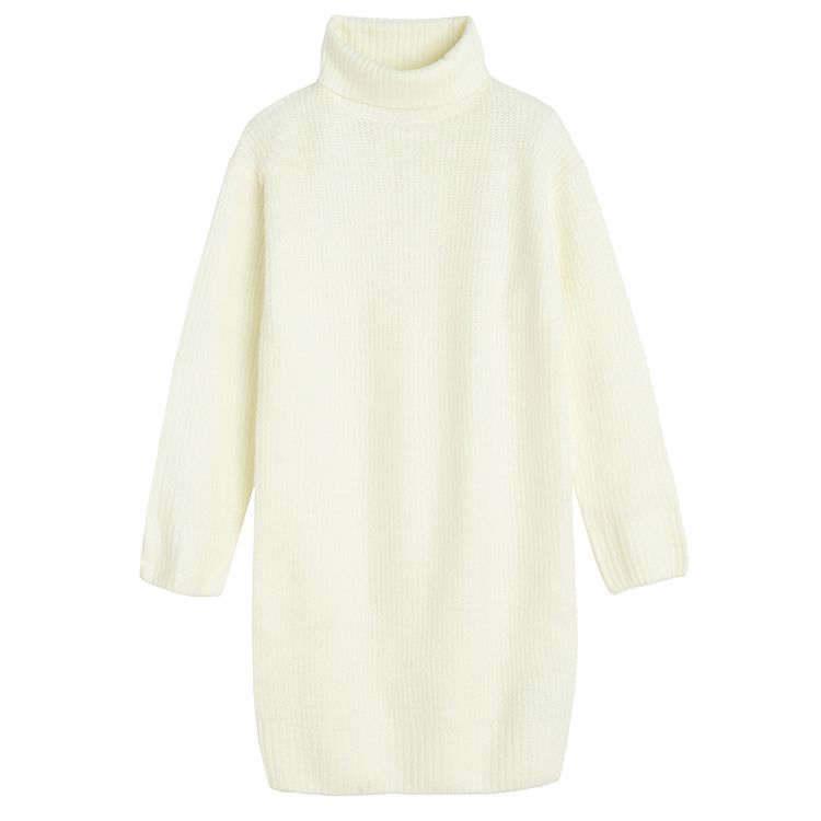 White long sleeve turtleneck dress