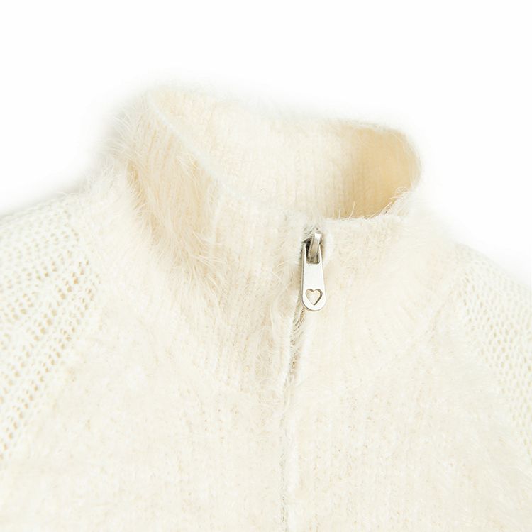 Ecru zip through cardigan