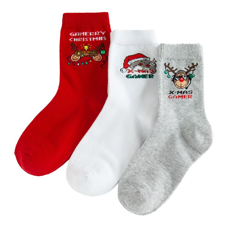 Socks with Xmas print- 3 pack