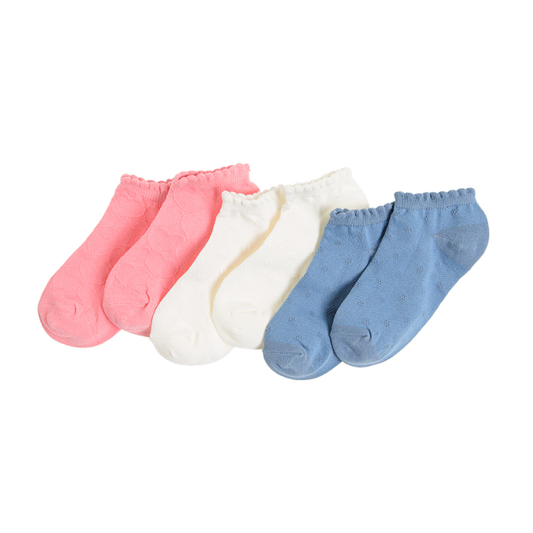 Fuchsia white and blue socks 3-pack