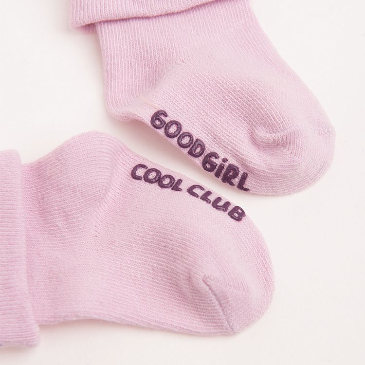 Grey, white, pink purple socks- 5 pack