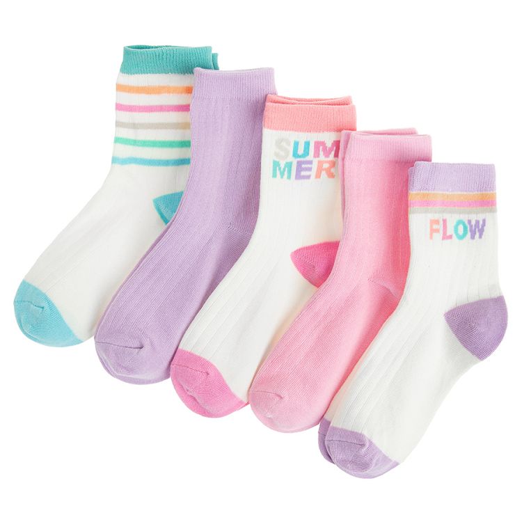 Pastel color socks with summer print- 5 pack