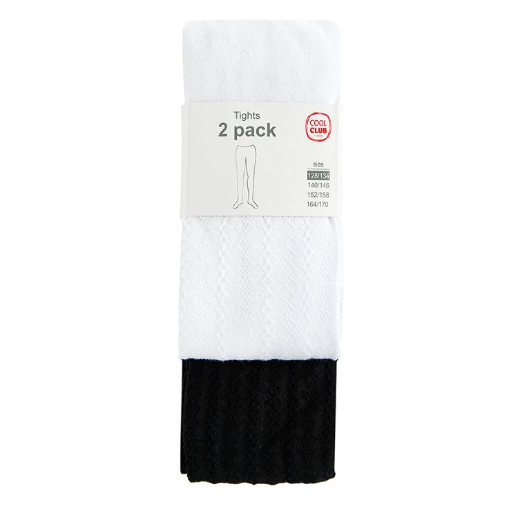 White and black ribbed thich tights- 2 pack