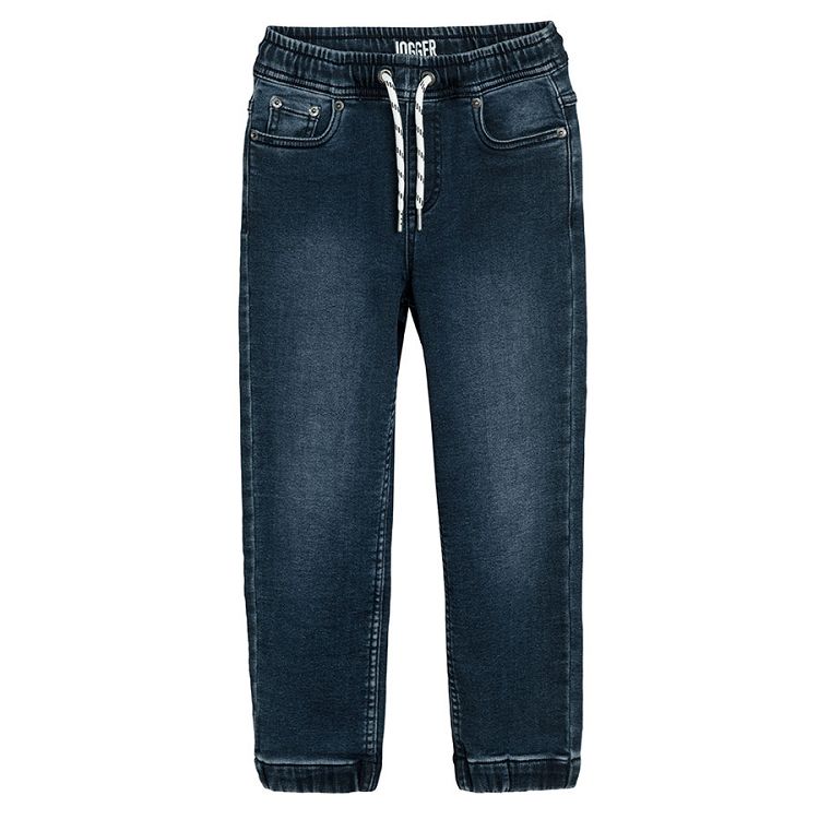 Denim trousers with adjustable waist