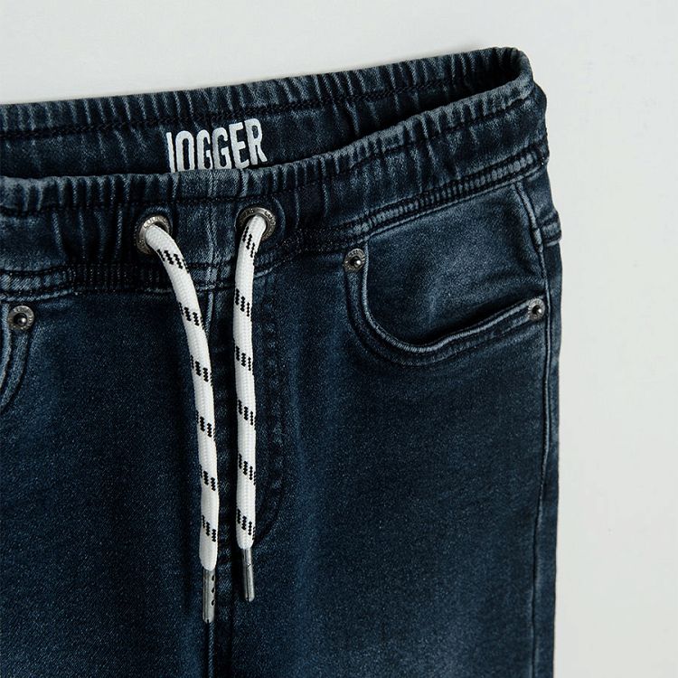 Denim trousers with adjustable waist