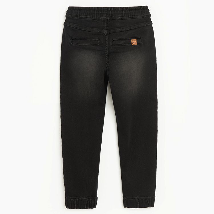 Black trousers with adjustable waist