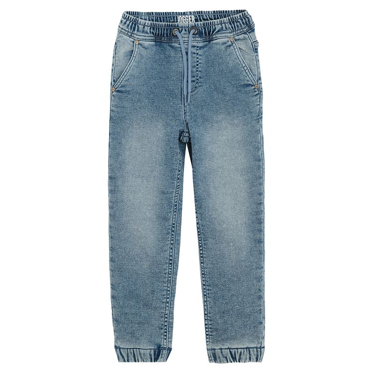 Denim trousers with corded waist