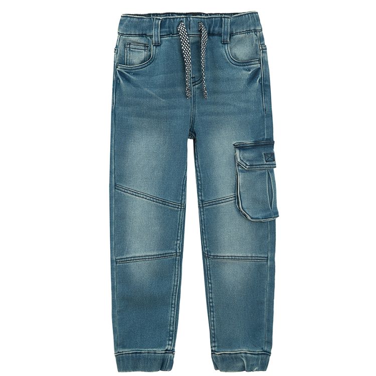 Denim pants with cord and side pocket