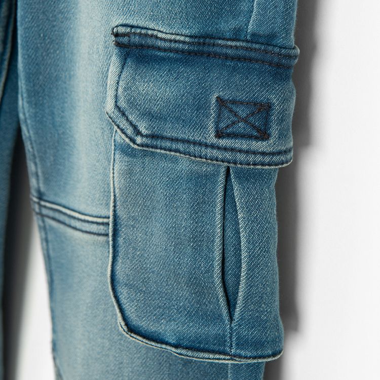 Denim pants with cord and side pocket