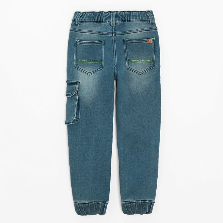 Denim pants with cord and side pocket