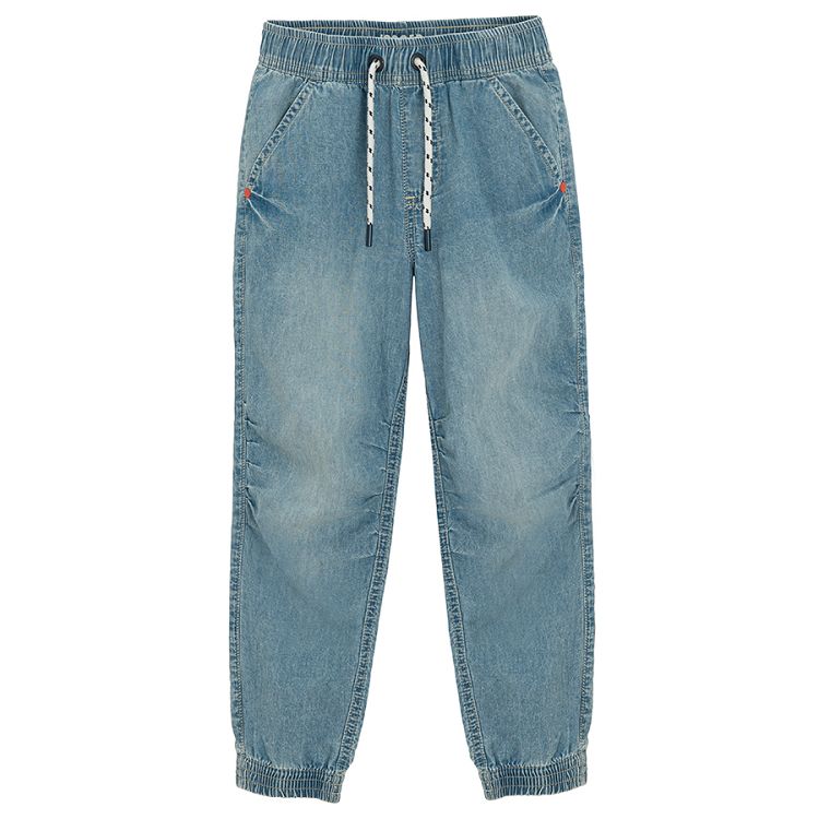 Denim trousers with cord