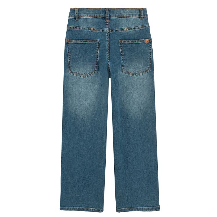 Blue denim wide leg pants