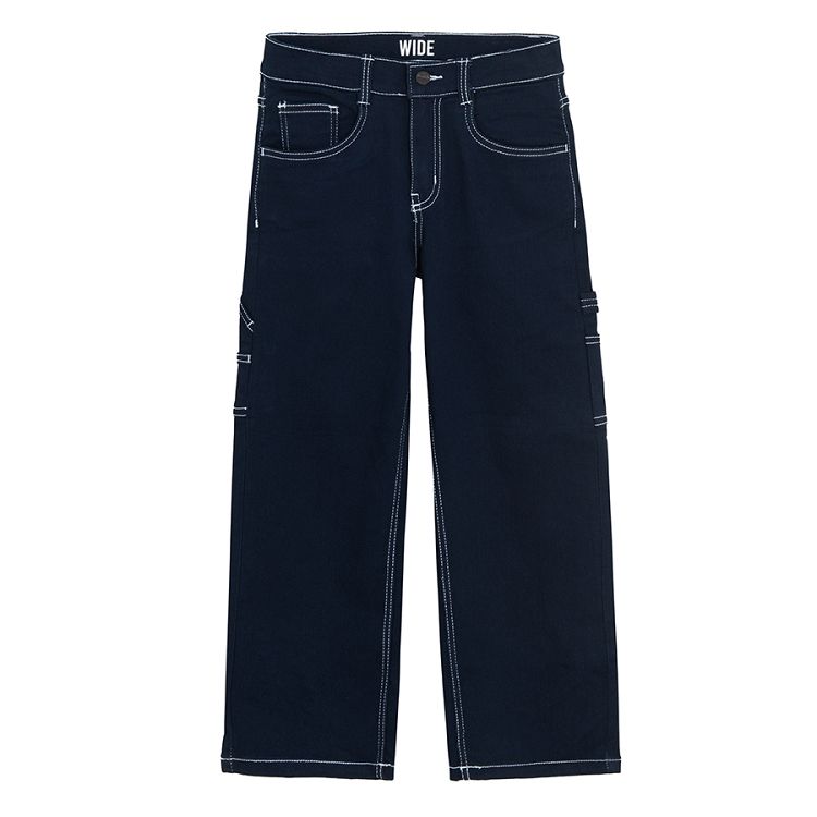 Denim pants with white stiching