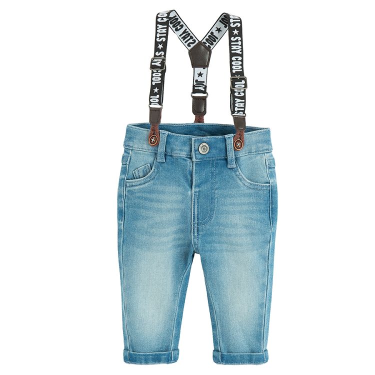 Denim pants with suspenders