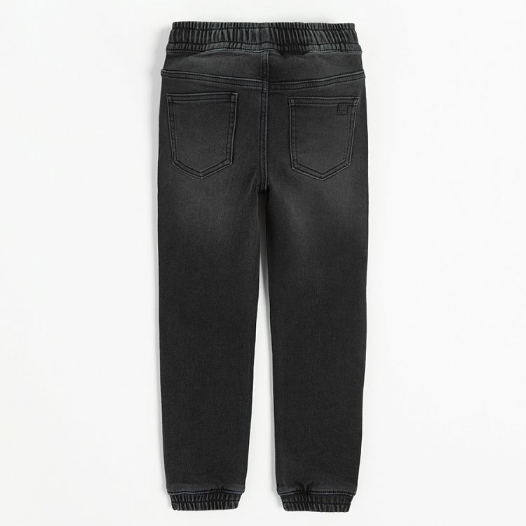 Washed black denim trousers