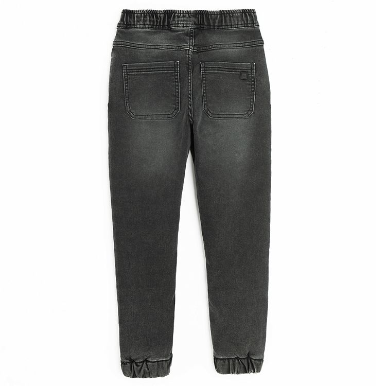 Black denim pants with elastic waist