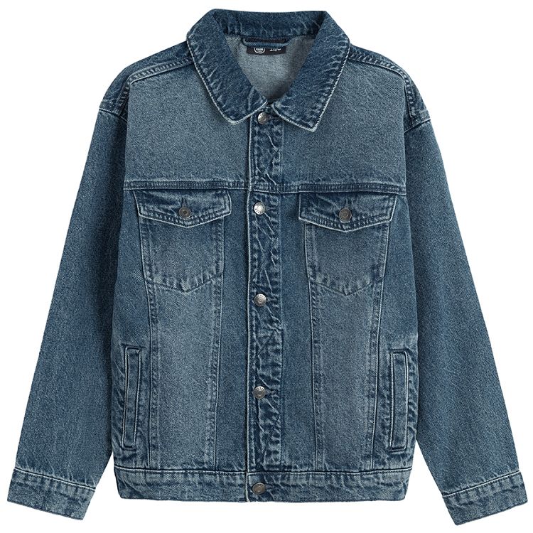 Blue denim jacket with Speed Monster print on the back