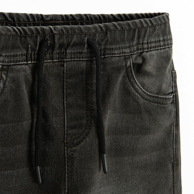 Washed black denim trousers