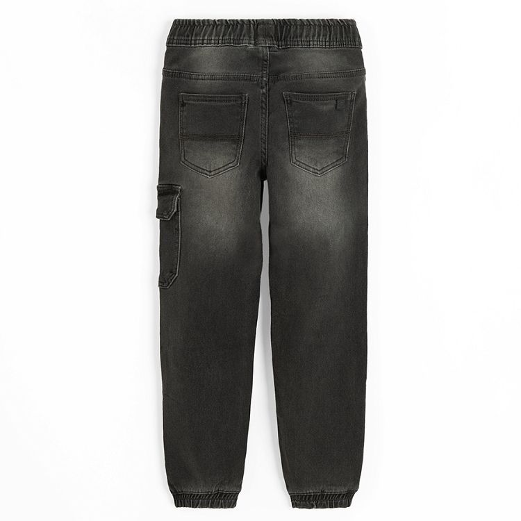 Washed black denim trousers